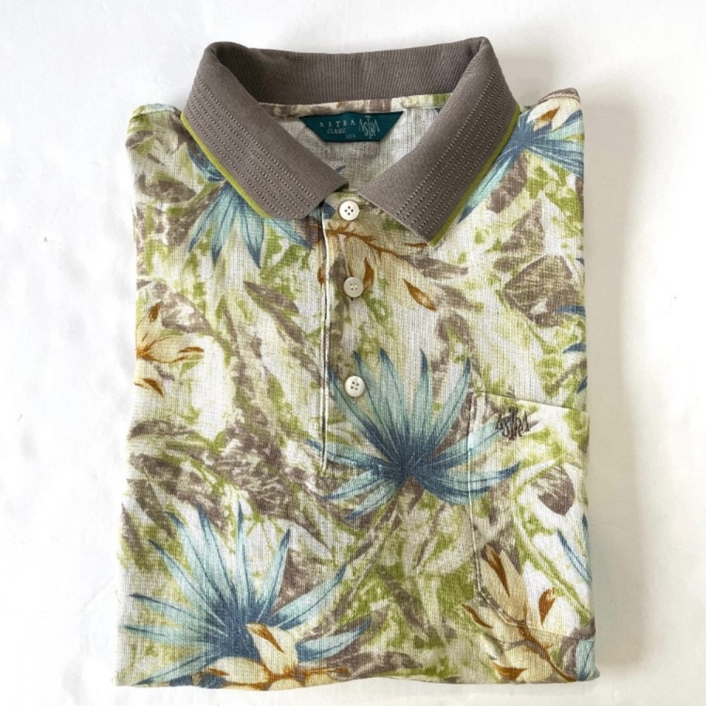Vintage ASTRA Classic Men's Floral Print Golf/Tennis Polo, Large